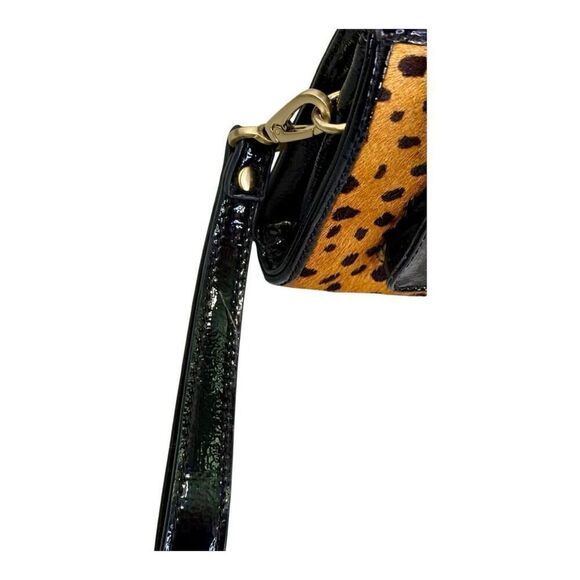 Vintage Talbots Wristlet Wallet Clutch Cheetah Animal Print Calf Hair Patent Lea - Picture 2 of 16